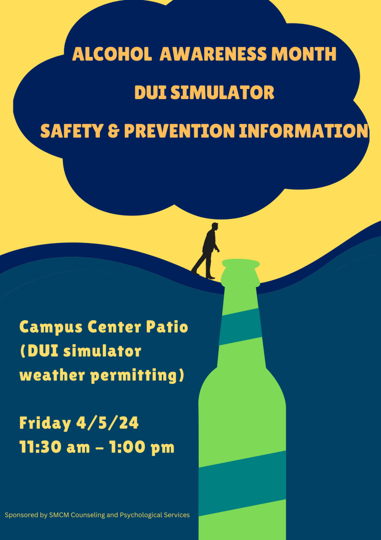 Alcohol Awareness Month - DUI Simulator Safety & Prevention Information Friday 4/5/24 11:30 am - 1:00 pm Campus Center Patio