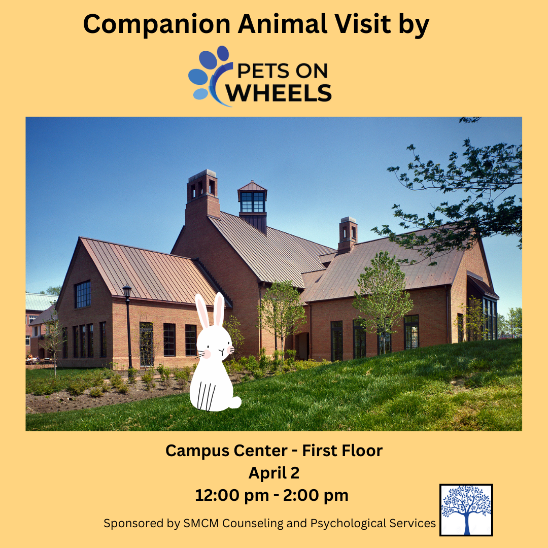 Companion Animal Visit by Pets on Wheels Campus Center - First Floor April 2, 12:00 pm - 2:00 pm