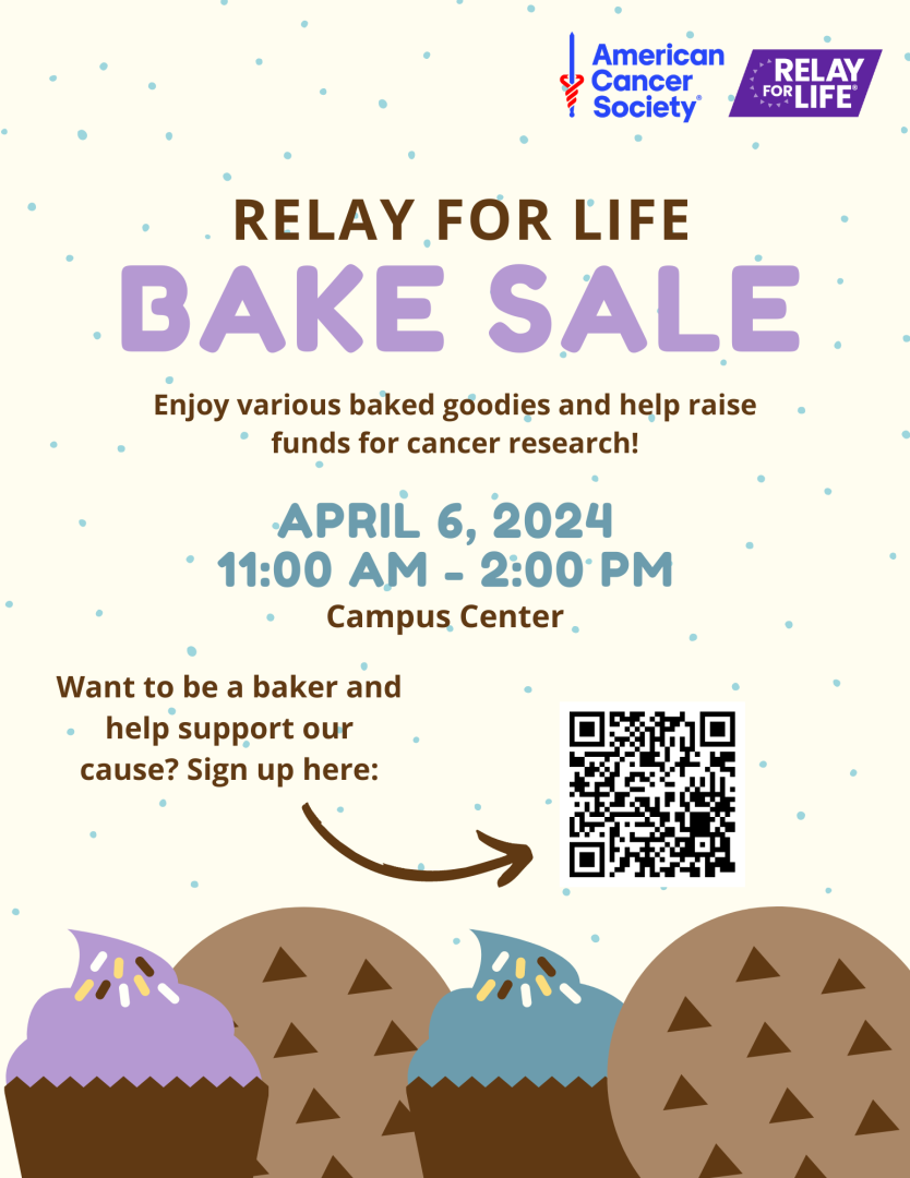 SMCM Relay for Life Presents...   BAKE SALE   We will be having our spring bake sale during the next Admitted Student Day. Stop by with your friends and enjoy a sweet treat!    April 6, 2024  11:00 a.m. - 2:00 p.m.